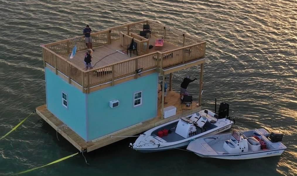 The Summer House floating cabin exterior